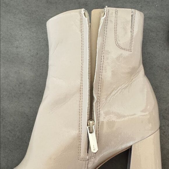 Sam Edelman CODIE 2 Shiny Patent Faux Leather Latte Chic Boots Square Toe Size 8 - Picture 9 of 12